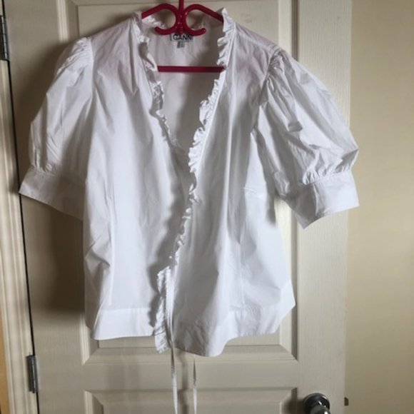 Ganni White Organic Cotton Shirt - Size XXL - Picture 2 of 6